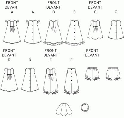 Butterick 3405 Sewing Pattern to MAKE Easy Baby Dress Top Rompers & Panties - Image 2