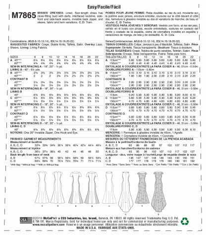 McCall's 7866 Sewing Pattern to MAKE Close-Fitting Stretch Dress w/Lined Bodice - Image 2