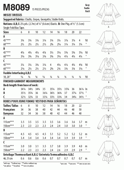 McCall's 8089 Sewing Pattern to MAKE Misses’ elastic waist dress skirt ruffles - Image 2