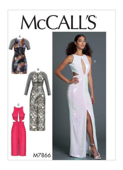 McCall's 7866 Sewing Pattern to MAKE Close-Fitting Stretch Dress w/Lined Bodice