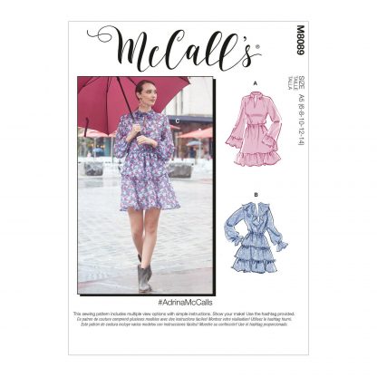 McCall's 8089 Sewing Pattern to MAKE Misses’ elastic waist dress skirt ruffles