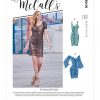 McCall's 8109 Sewing Pattern to MAKE Ruched knit pull-over dresses Sleeves vari