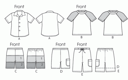 McCall's 6548 Easy Sewing Pattern to MAKE Cool Boys' Shirt T Shirt & Shorts - Image 2