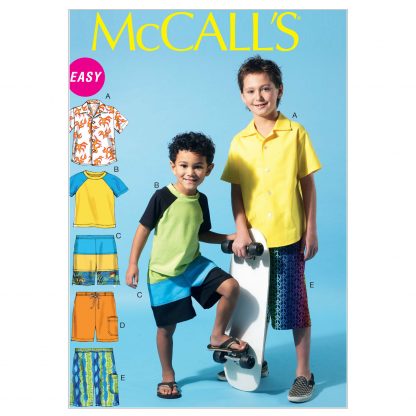 McCall's 6548 Easy Sewing Pattern to MAKE Cool Boys' Shirt T Shirt & Shorts