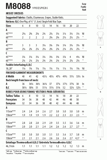 McCall's 8088 Sewing Pattern to MAKE Misses’ wrap front dress - Variable Lengths - Image 2