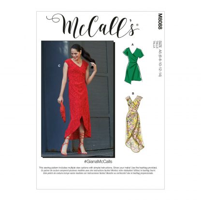 McCall's 8088 Sewing Pattern to MAKE Misses’ wrap front dress - Variable Lengths