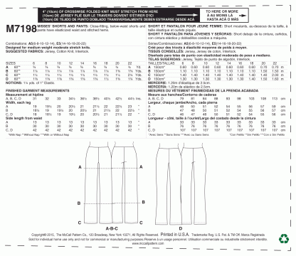 McCall's 7198 Sewing Pattern to MAKE Stretch Shorts Capris & Pants Learn to Sew - Image 2