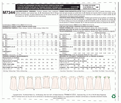 McCall's 7344 Sewing Pattern to MAKE Girls' Raglan Sleeve Knit Dresses - Image 2