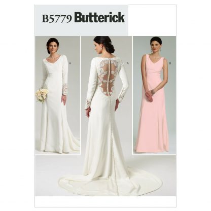 Butterick 5779 Sewing Pattern to MAKE Bridal/Evening Gown  Back Detail op Train