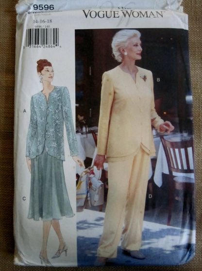 Vogue 9596 OOP Sewing Pattern to MAKE Classic Top Skirt & Trousers Sz 14-18