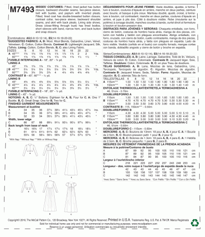 McCall's 7493 Sewing Pattern to MAKE Gothic Regency Jane Austen Coat & Dress - Image 2