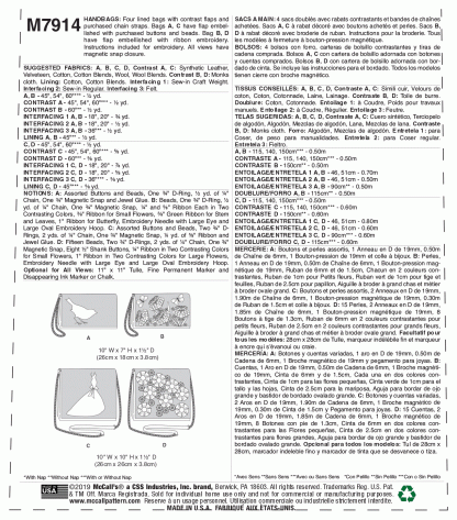 McCall's 7914 Sewing Pattern to MAKE Four Lined Bags with Contrast Flap Detail - Image 2