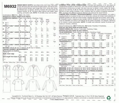 McCall's 6932 Sewing Pattern to MAKE Misses'/Men's Boyfriend Button-Down Shirts - Image 2