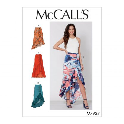 McCall's 7933 Sewing Pattern to MAKE Easy Pull-On Stretch Skirts Hem Variations