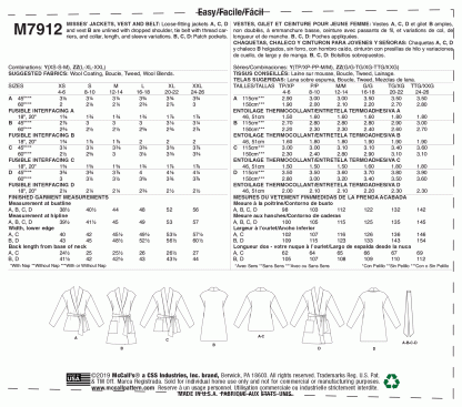 McCall's 7912 Sewing Pattern to MAKE Loose-Fitting Jacket & Vest/Waistcoat - Image 2