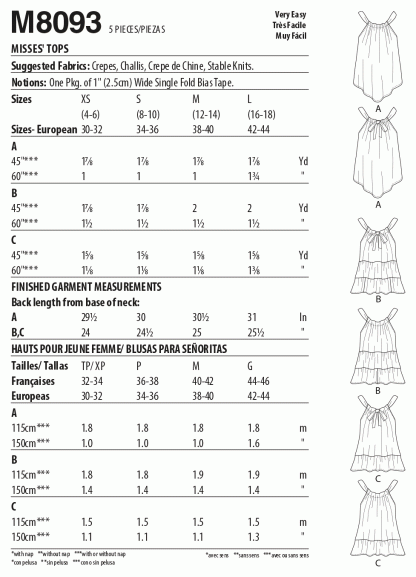 McCall's 8093 Sewing Pattern to MAKE Misses’ top has drawstring neck Hem Vari - Image 2