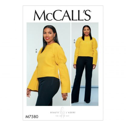 McCall's 7580 Sewing Pattern to MAKE OOP Puff Raglan Top & Pants w/Back Yoke