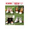 Kwik Sew 4090 Sewing Pattern to MAKE Animal Booties - Cat Mouse Reindeer Penquin