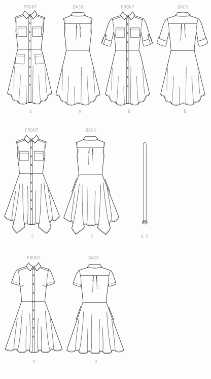 McCall's 7351 Sewing Pattern to MAKE Misses' Shirtdresses with Pockets and Belt - Image 2