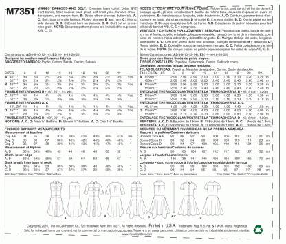 McCall's 7351 Sewing Pattern to MAKE Misses' Shirtdresses with Pockets and Belt - Image 3