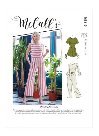 McCall's 8119 Sewing Pattern to MAKE Romper & jumpsuits two lengths sleeve vari