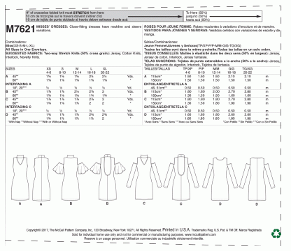 McCall's 7621 OOP OSZ Sewing Pattern to MAKE Knit Dress w/Neck Sleeve Variations - Image 2