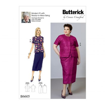 Butterick 6605 Easy Sewing Pattern to MAKE Top & Skirt Connie Crawford up to 6XL