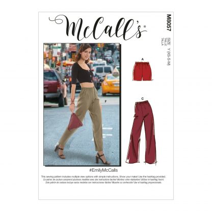 McCall's 8057 Easy Sewing Pattern to MAKE Elastic Waist Trousers & Shorts