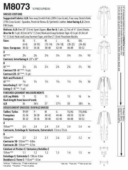 McCall's 8073 Sewing Pattern to MAKE Unisex Stretch One Piece Cosume Yaya Han - Image 2