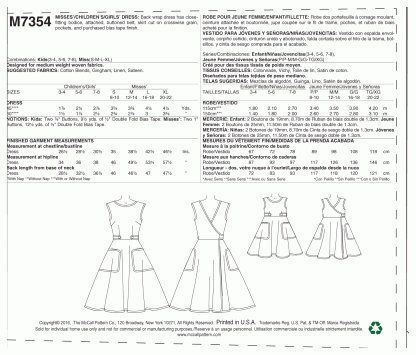 McCall's 7354 Sewing Pattern to MAKE Archive Back Wrap Dresses Adult or Child - Image 2