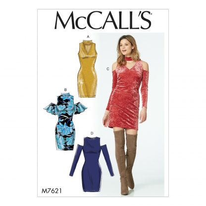 McCall's 7621 OOP OSZ Sewing Pattern to MAKE Knit Dress w/Neck Sleeve Variations