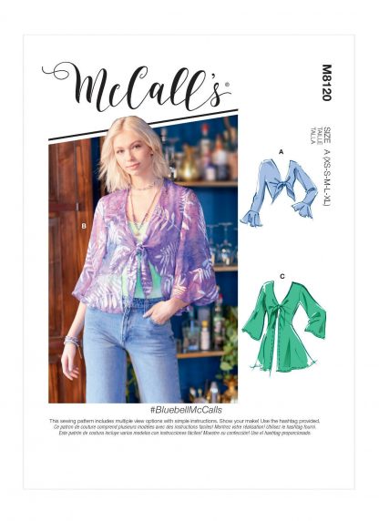 McCall's 8120 Sewing Pattern to MAKE Tie front flounce jackets with sleeve vari