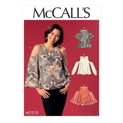 McCall's 7510 Sewing Pattern to MAKE Cold Shoulder Tops Flared or Cuffed Sleeves