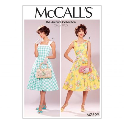 McCall's 7599 Sewing Pattern to MAKE Retro Archive 1953 Dresses with Petticoats