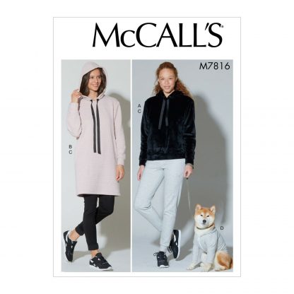 McCall's 7816 Sewing Pattern to MAKE Easy Stretch Top, Dress, Pants and Dog Coat