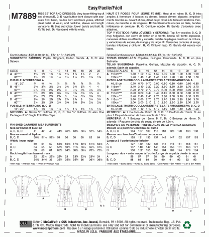 McCall's 7889 Easy Sewing Pattern to MAKE Very Loose Fitting Tops & Dresses - Image 2