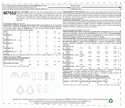 McCall's 7552 Sewing Pattern to MAKE' 7-14 Jacket Hoodie Romper Pants CHJ - Image 3