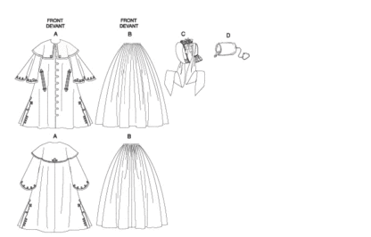 Butterick 5266 Historical Costume Pattern Cloak w/Capelet Skirt Bonnet & Muff - Image 3