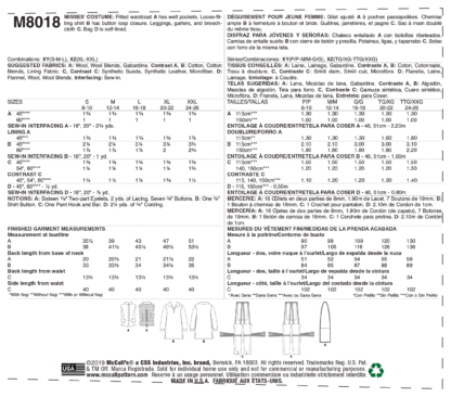 McCall's Costume Pattern Fitted Waistcoat, Loose Fitting Shirt, Leggings & Bag - Image 2